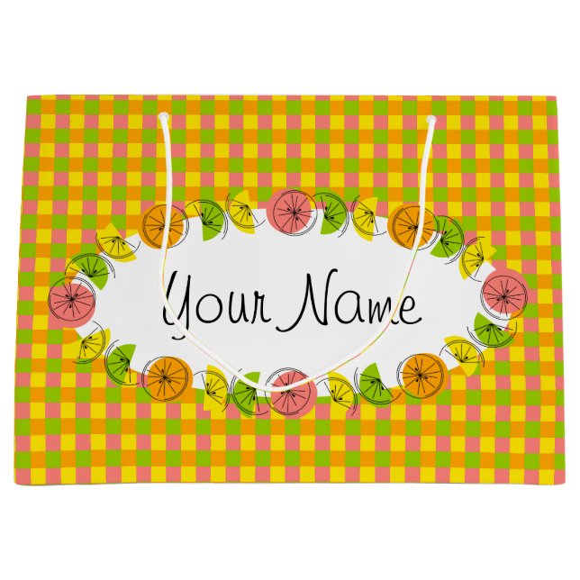 Citrus Oval Check-Namn-presentsäck, stor (Framsidan)