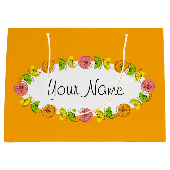 Citrus Oval Orange Namn-presentsäck, stor (Framsidan)
