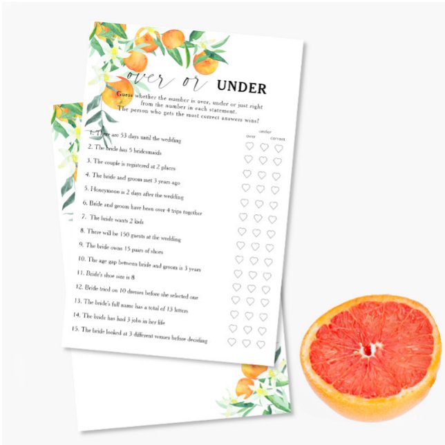 Citrus - Över eller under bröllopsduschspel (Skapare uppladdad)