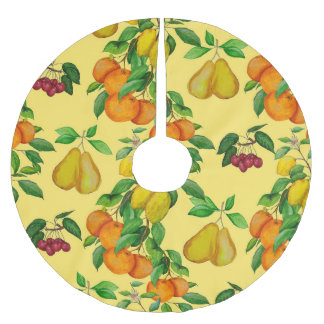 Citrus, päron, körsbär: vattenfärgstryck. julgransmatta borstad polyester