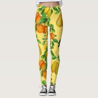 Citrus, päron, körsbär: vattenfärgstryck. leggings