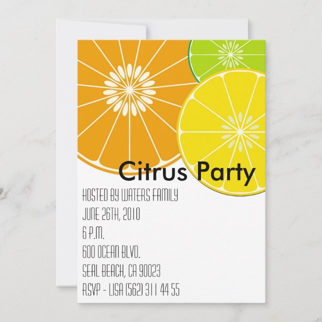 Citrus Party-inbjudan Inbjudningar (Framsida)