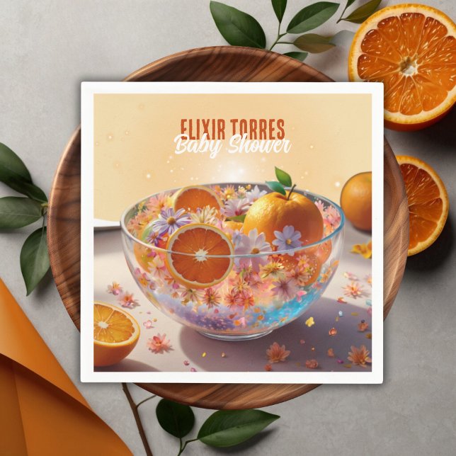 Citrus Photo Baby Shower för modern visemisk Orang Pappersservett (Skapare uppladdad)