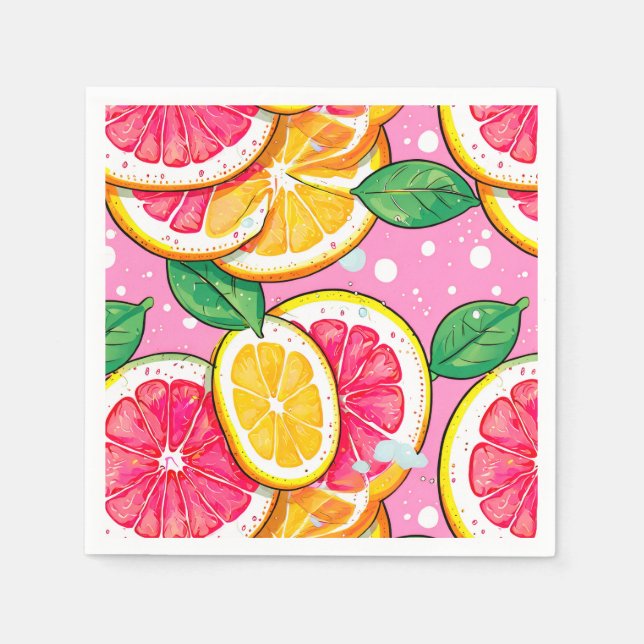 Citrus Pink Polka Dot  Pappersservett (Framsidan)