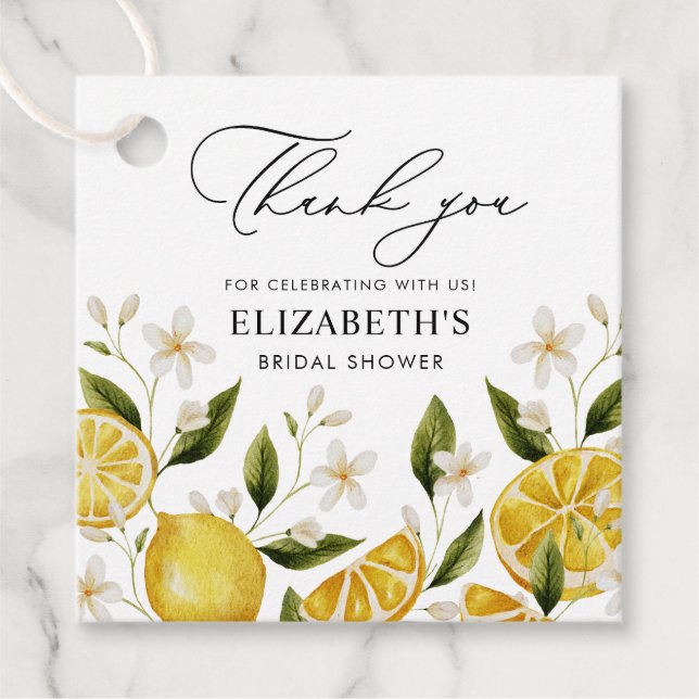 Citrus Pretty Lemon Bröllopsdusch Gåvor Etiketter (Framsida)