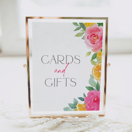 Citrus Rosa Blommigt Baby Shower Cards and Gifts Poster