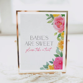 Citrus Rosa Blommigt Baby Shower Dessert Bord-teck Poster