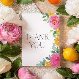 Citrus Rosa Blommigt Baby Shower Tack Kort