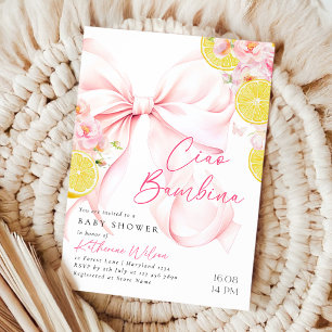 Citrus Rosa Bow Lemon Baby Shower-inbjudan Inbjudningar
