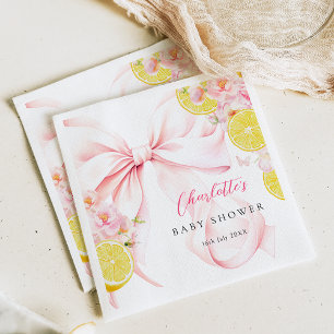 Citrus Rosa Bow Lemon Baby Shower Pappersservett
