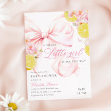 Citrus Rosa Bow Lemon Barnrumsinbjudan