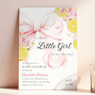 Citrus Rosa Bow Lemon Barnrumsinbjudan Inbjudningar