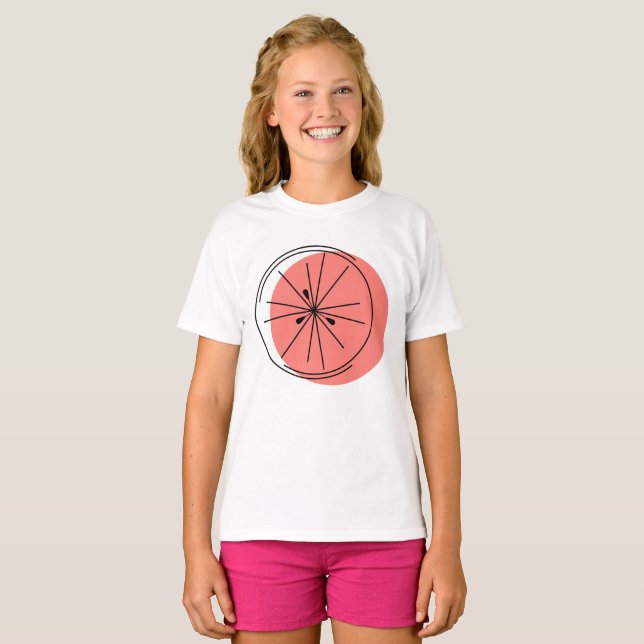 Citrus Rosa Grapefruit-flickors t-shirt (Hel framsida)