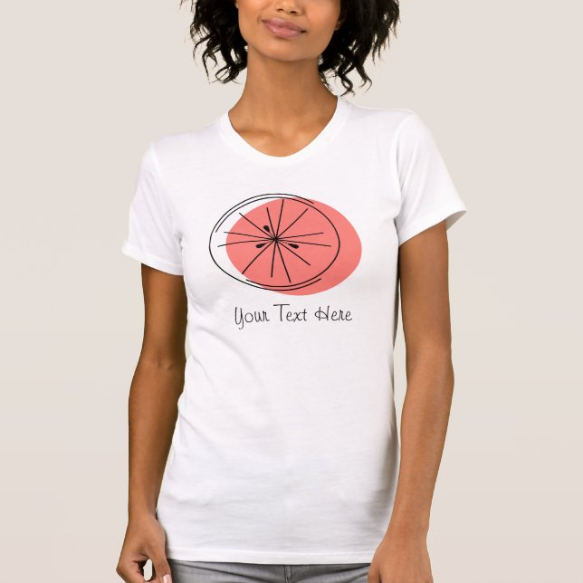 Citrus Rosa Grapefruit 'Your Text' Dam mot skjorta Tee (Framsida)