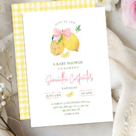 Citrus rosa rosett liten baby shower-inbjudan inbjudningar