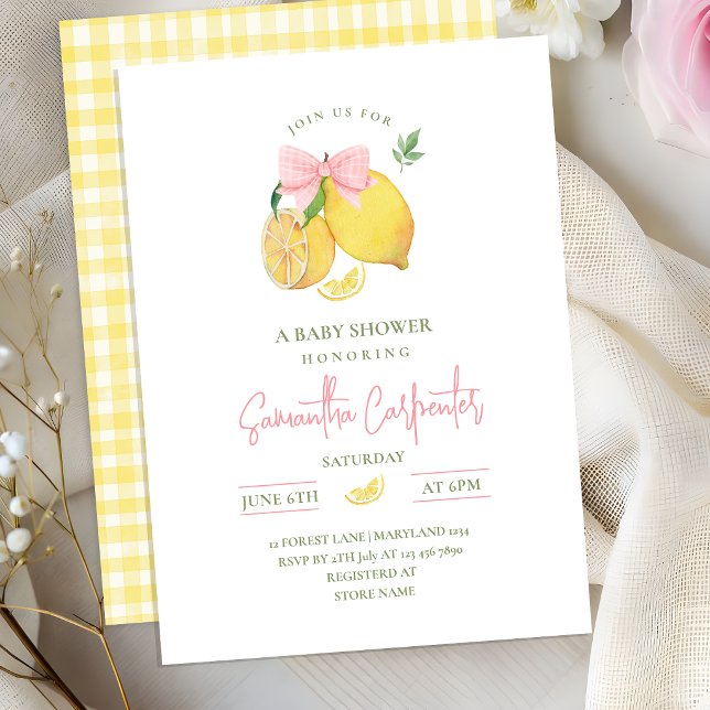 Citrus rosa rosett liten baby shower-inbjudan inbjudningar (Skapare uppladdad)