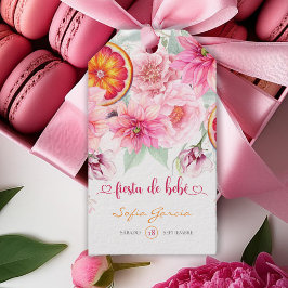 Citrus Rosa Vattenfärg Spansk Bebis-fest Presentetikett