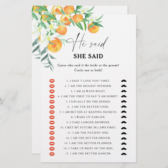 Citrus sa att hon sa möhippa-spel (Fram/baksida)