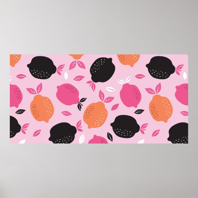 Citrus seamless mönster-textilier. illustration ba poster (Framsidan)