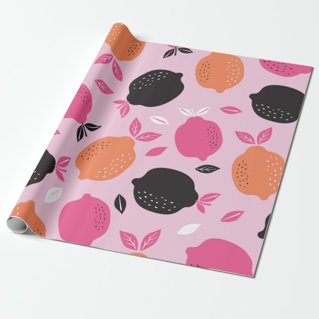 Citrus seamless mönster-textilier. illustration ba presentpapper (Utrullad)
