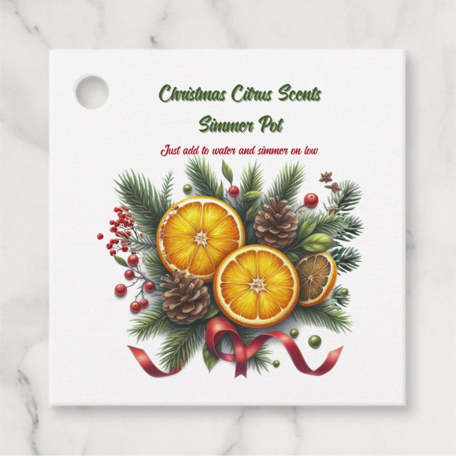 Citrus Simmer Pot Scents jul Gåvor Etiketter (Framsida)