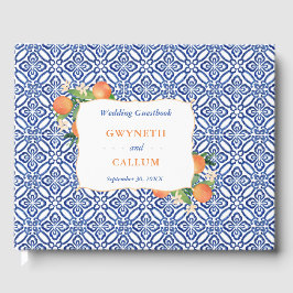 Citrus Sinensis Oranges Blue Ceramic Tile Mönster Gästböcker