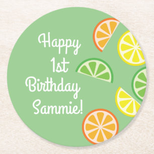 Citrus Slice Barn Birthday, sommartid Underlägg Papper Rund