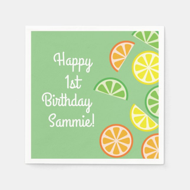 Citrus Slice Födelsedagsfest Pappersservett (Framsidan)