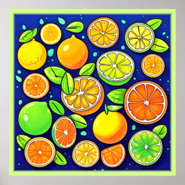Citrus Slice Mönster, färsk Poster