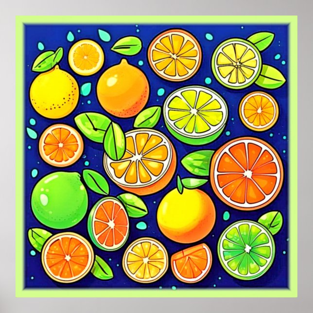 Citrus Slice Mönster, färsk Poster (Framsidan)