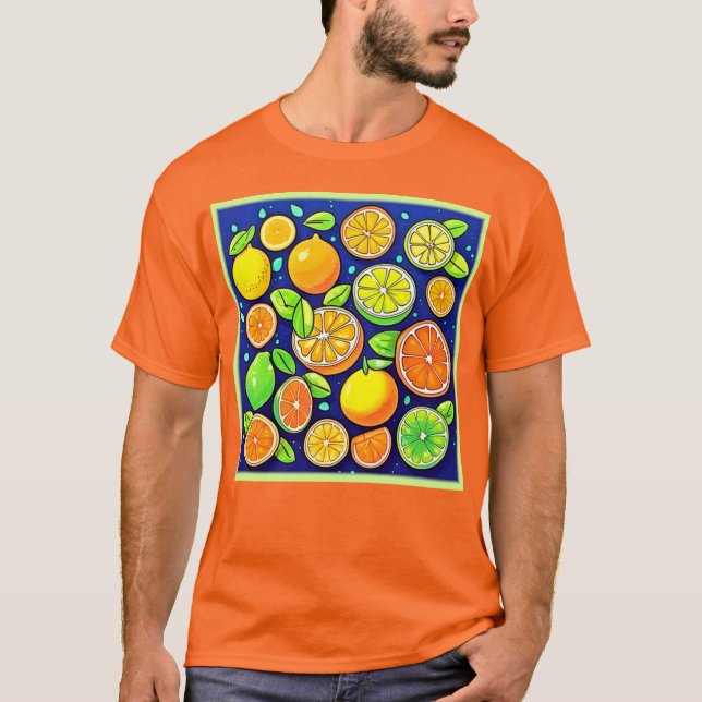 Citrus Slice Mönster, färsk T Shirt (Framsida)