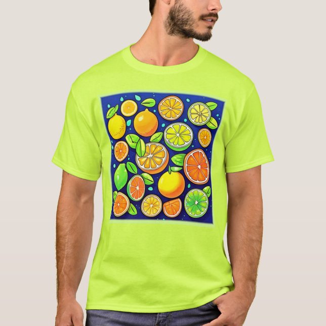 Citrus Slice Mönster, färsk T Shirt (Framsida)