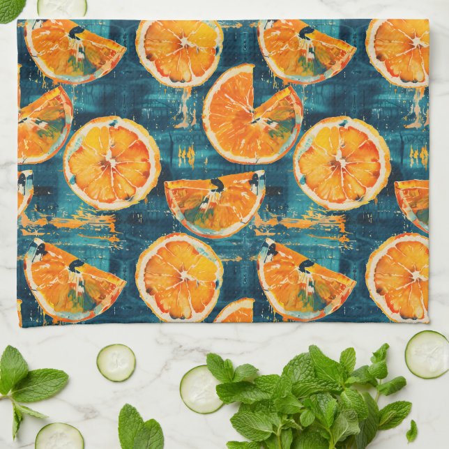 Citrus Slice Mönster Kitchen Towel Kökshandduk (Vikta)