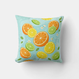 Citrus Slices Lemon Lime Orange Throw Pillow Kudde