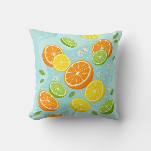 Citrus Slices Lemon Lime Orange Throw Pillow Kudde (Framsida)