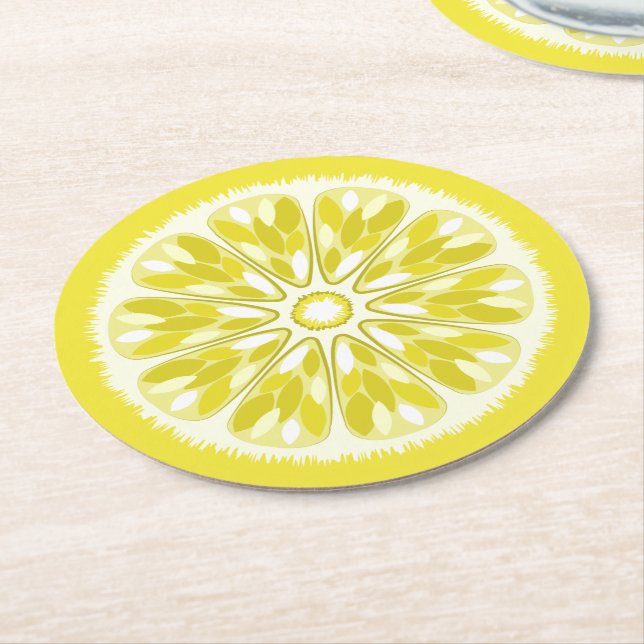 Citrus Slices Lemon Underlägg Papper Rund (Vinklad)