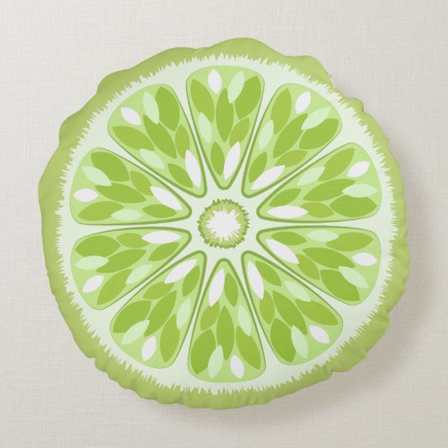 Citrus Slices Lime Rund Kudde (Baksidan)