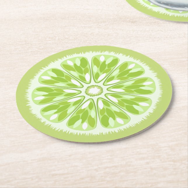Citrus Slices Lime Underlägg Papper Rund (Vinklad)