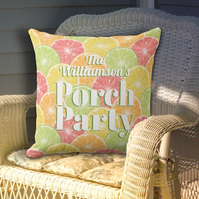 Citrus Slices Porch Party Exdoor Pillow Kudde (Citrus Slices Porch Party Outdoor Pillow - 2 sizes)