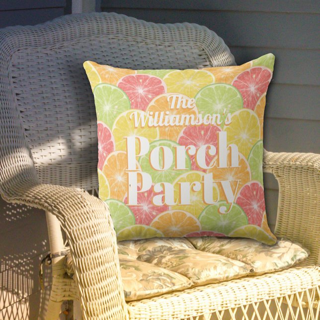 Citrus Slices Porch Party Kudde (Citrus Fruit Slices Porch Party Outdoor Pillow in 2 sizes)