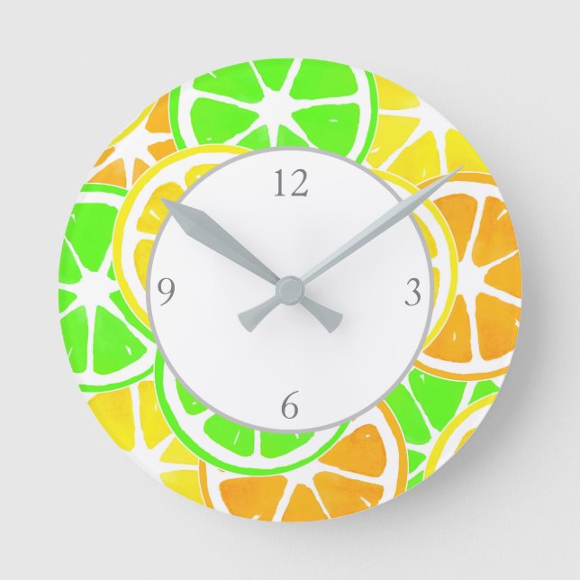 Citrus Slices Rund Klocka (Framsida)