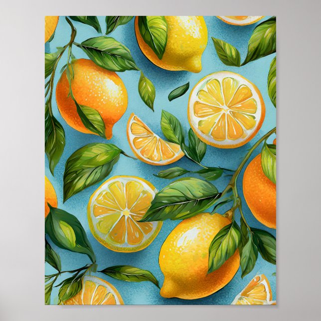 Citrus Smiles Lemon Art Print Poster (Framsidan)