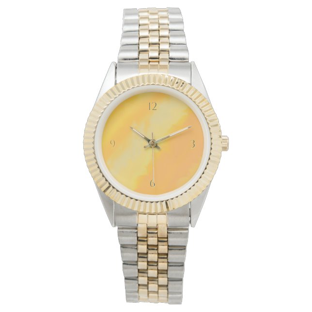 Citrus Solig Orange Vattenfärg Mönster Armbandsur (Framsida)
