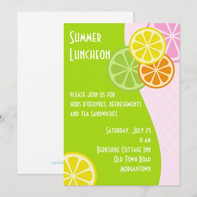 Citrus sommarLuncheon Inbjudningar (Fram/baksida)