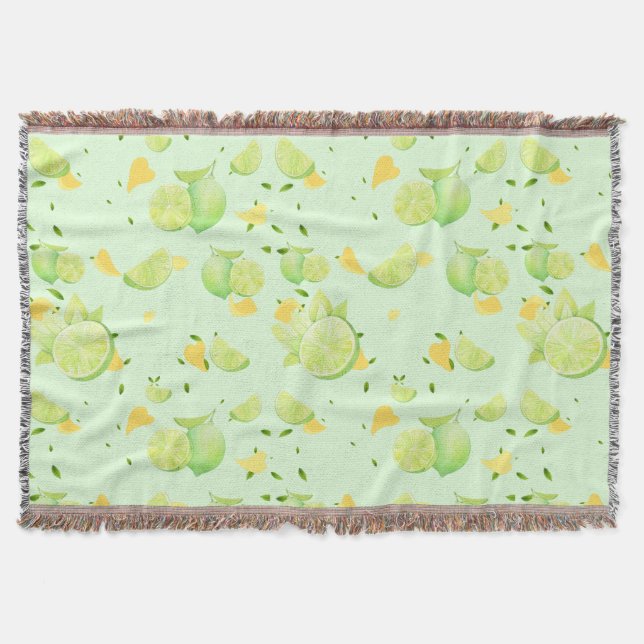 Citrus SOMMER Orange Citron Slice, Tropisk Grönt Filt (Framsidan)