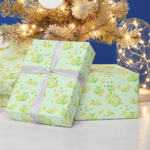 Citrus SOMMER Orange Citron Slice, Tropisk Grönt Presentpapper
