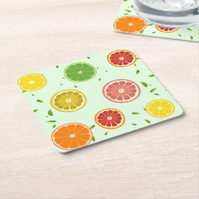 Citrus SOMMER Orange citron Slice Underlägg Papper Kvadrat (Vinklad)