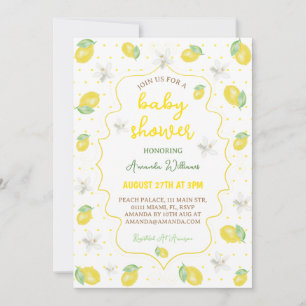 Citrus Söt Citron Blommig Baby Shower Inbjudningar