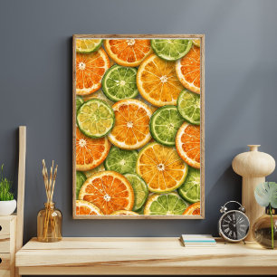 Citrus Splash Orange, Citron & Lime Akvarell Poster