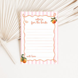 Citrus Spritz Pink Stripes Bridal Advice Card Inbjudningar